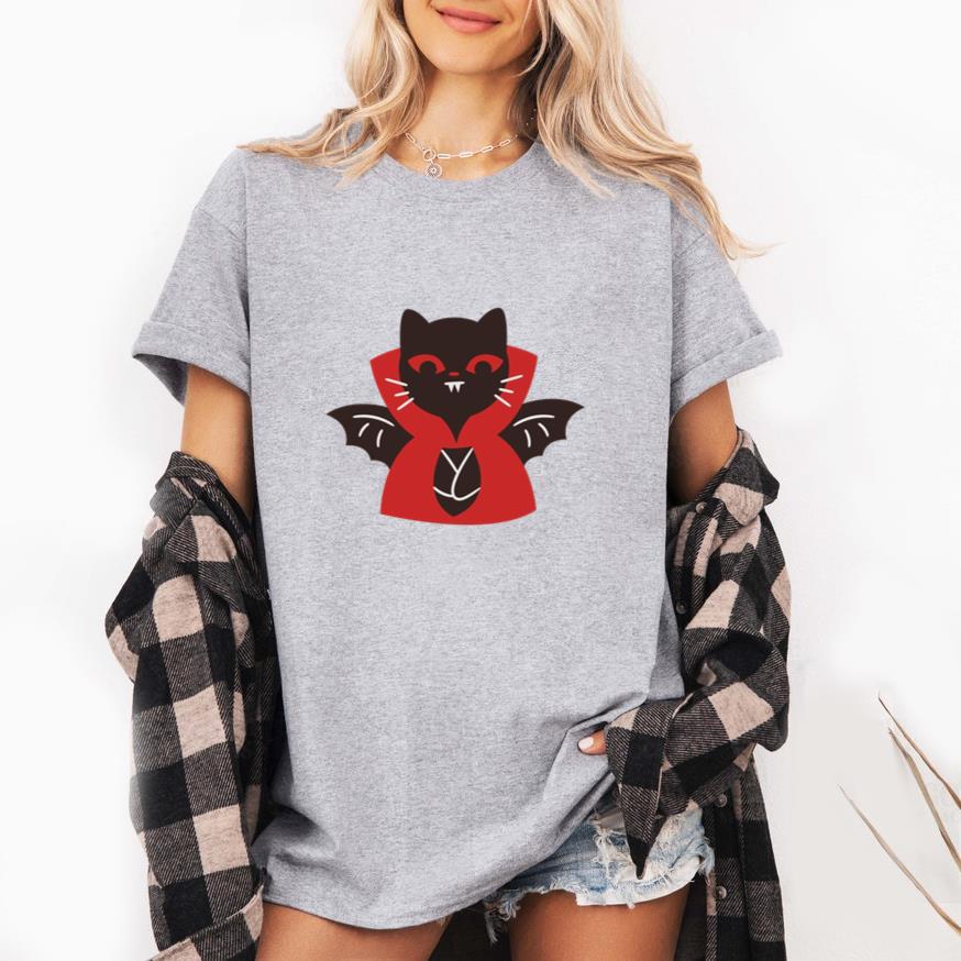 Black Cat With Red Eyes And Fangs Vampire T-Shirt