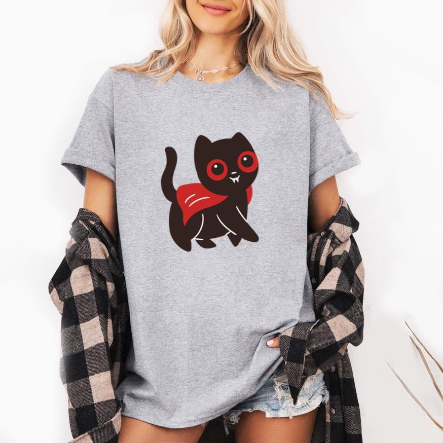 Cute Black Cat With Red Eyes And A Red Cape T-Shirt
