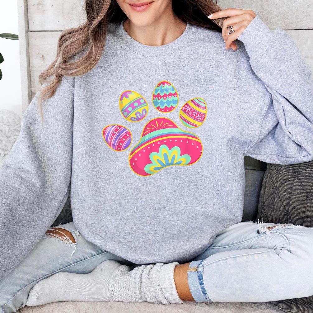 Dog Cat Paw Easter Egg Sweatshirt