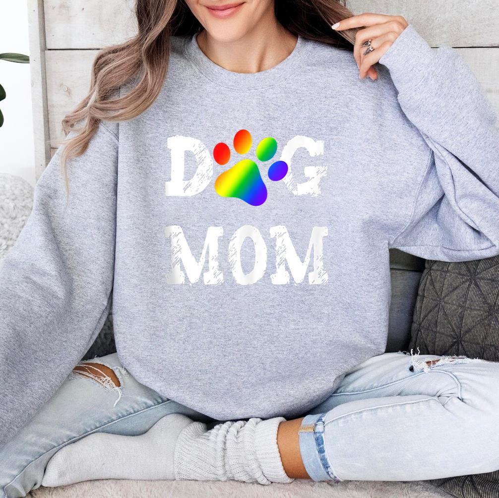 Dog Mom Pride Rainbow Paw Print Sweatshirt