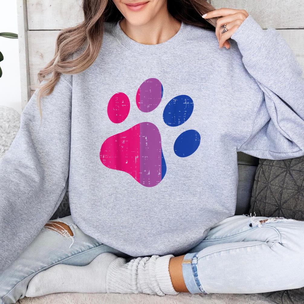 Dog Paw Print LGBTQ Bisexual Flag Sweatshirt