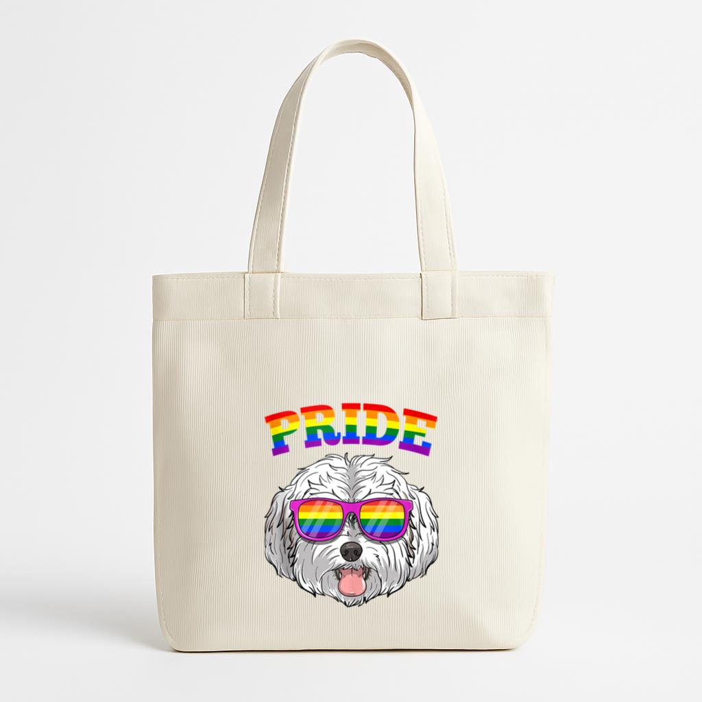 Maltese Dog Gay Pride Rainbow Canvas Tote Bag