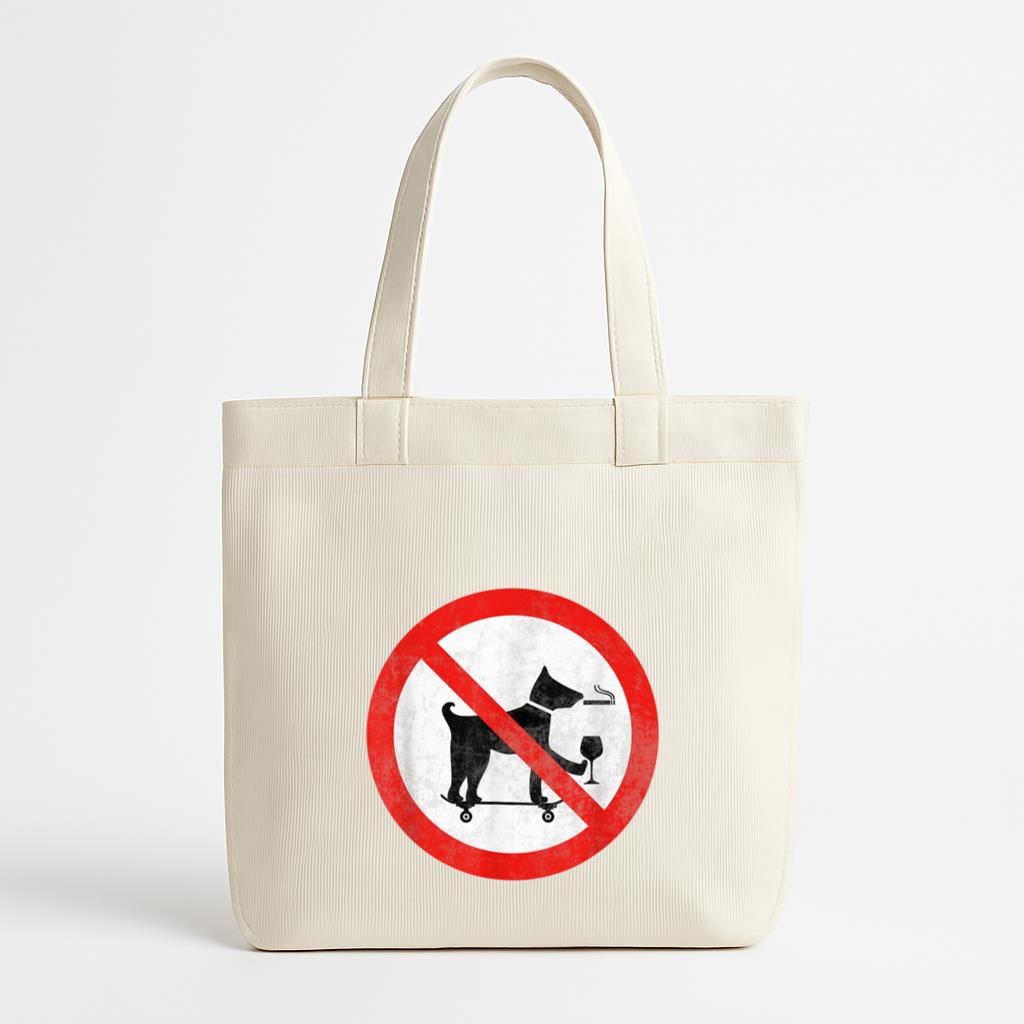 No Smoking Drinking Skateboarding Dog Canvas Tote Bag