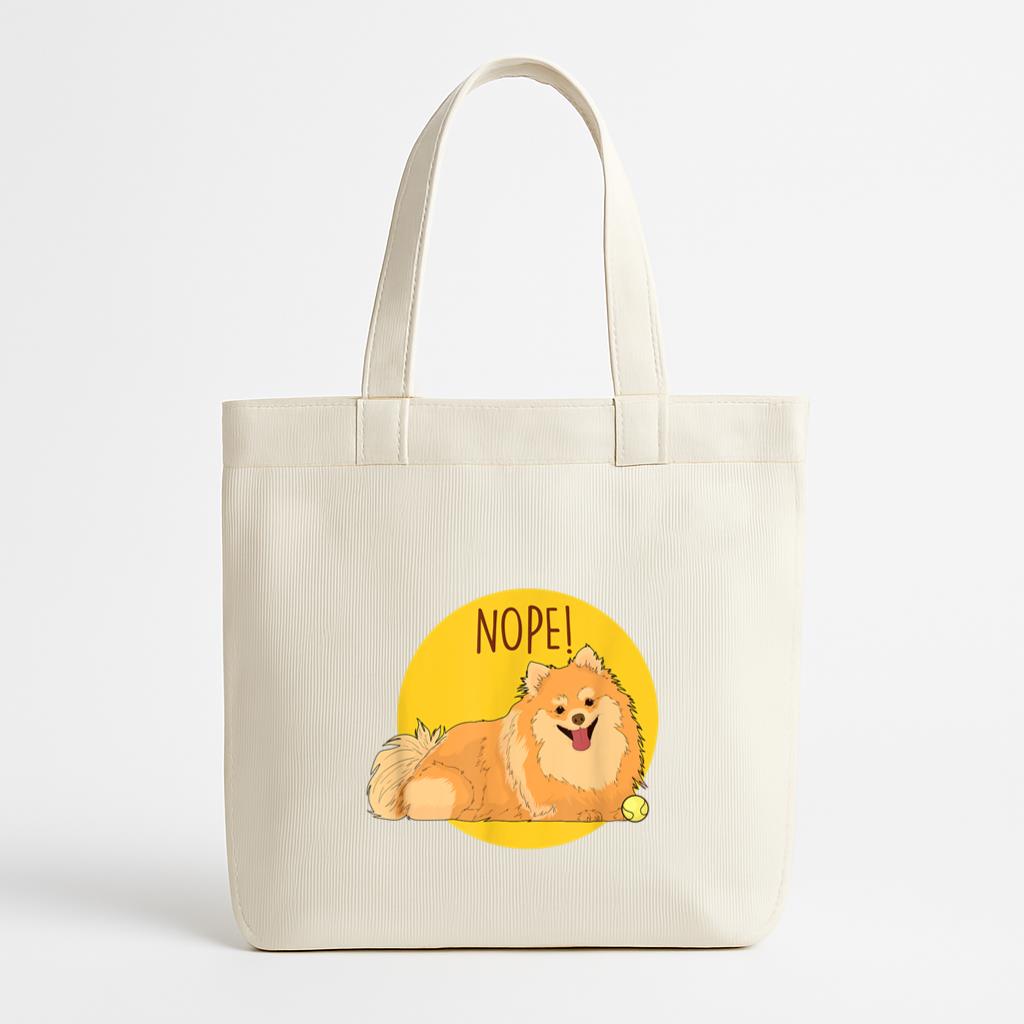 Nope Lazy Pomeranian Dog Canvas Tote Bag