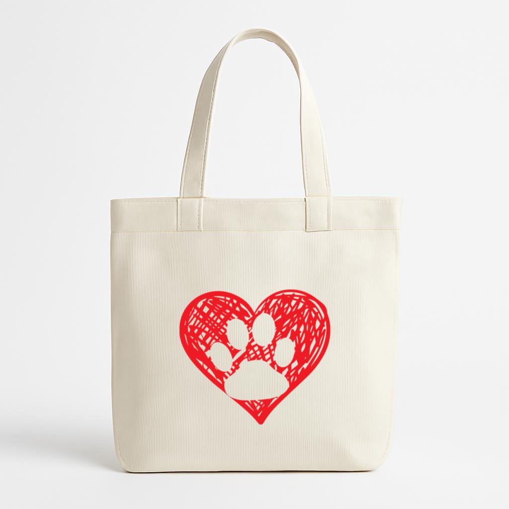 Paw Heart Love Dog Canvas Tote Bag
