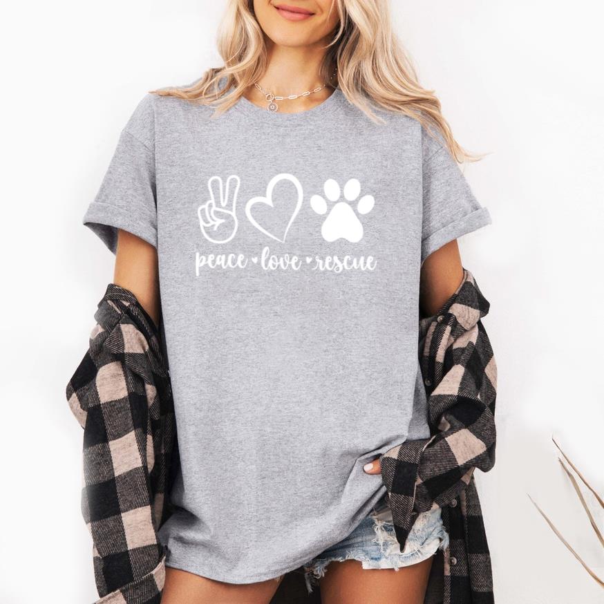 Peace Love Rescue Animal Cat T-Shirt