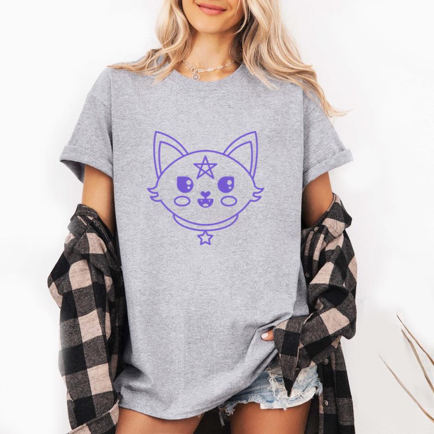 Purple Cat With A Star On Its Head T-Shirt